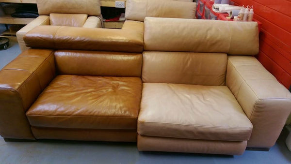 leather sofa before and after cleaning